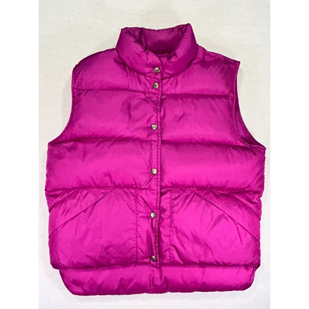 LL Bean DOWN Puffer Vest Women's Medium Quilted Snap Front Insulated